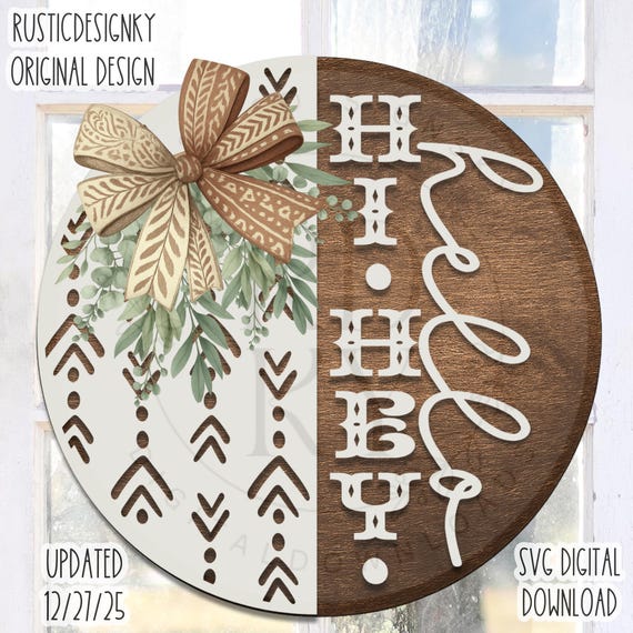 SVG/PNG- Hi Hey Hello Aztec Pattern Design-Cricut|DigitalDownload|LaserSVG