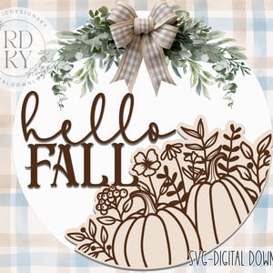 SVG/PNG- Hello Fall with Floral Pumpkin Pattern-Cricut|DigitalDownload-Laser Ready File