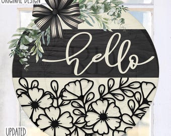 SVG/PNG - Hola con diseño floral - Cricut/Descarga digital - LaserSVG
