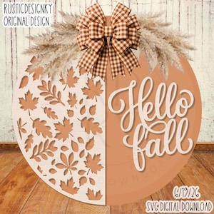 SVG/PNG-Hello Fall with Leaf Pattern-Cricut|DigitalDownload-LaserSVG