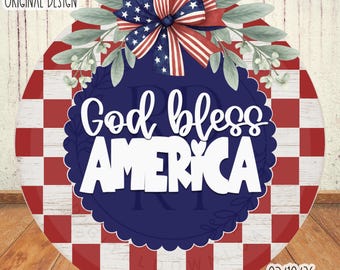 SVG/PNG - Dio benedica l'America con il motivo a scacchi retrò - Cricut/DigitalDownload/LayeringFile/LaserSVG