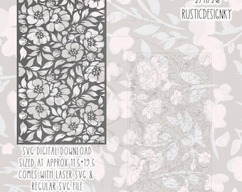 SOLO SVG - Motivo stencil con rose e fiori SENZA CUCITURE - File di download digitale - Cricut/LaserSVG