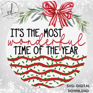 SVG/PNG- It&#39;s The Most Wonderful Time Of The Year with Christmas Tree Cake Inspired Patter-Cricut|DigitalDownload