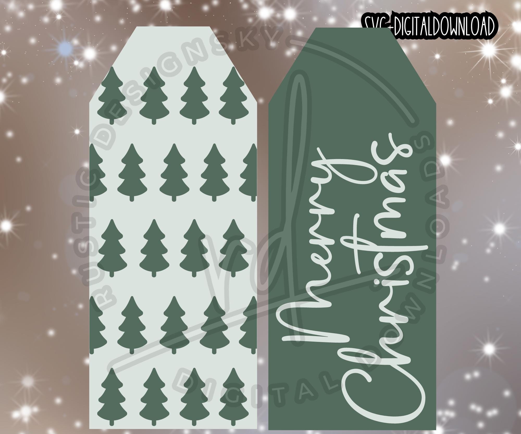 SVG/PNG- Merry Christmas with Pine Tree Pattern Door Tag Design-Cricut|DigitalDownload|WinterSeason