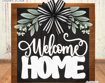 SVG/PNG-Welcome Home Rectangular Door Hanger Design-Cricut|DigitalDownload-LaserSVG