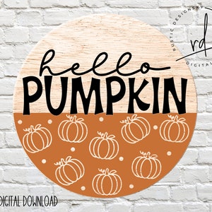 SVG/PNG- Hello Pumpkin with Pumpkin and Dot Pattern-Cricut|DigitalDownload|FallSeason