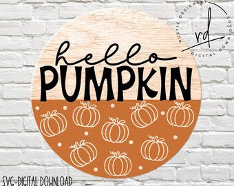 SVG/PNG- Hello Pumpkin with Pumpkin and Dot Pattern-Cricut|DigitalDownload|FallSeason
