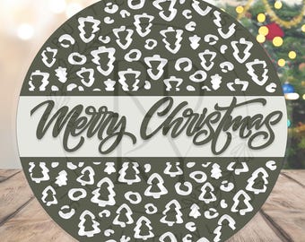 SVG/PNG- Merry Christmas Cheetah Print Pattern-Cricut|DigitalDownload|DesignSpace|Winter|Christmas|DoorHanger-LaserFile