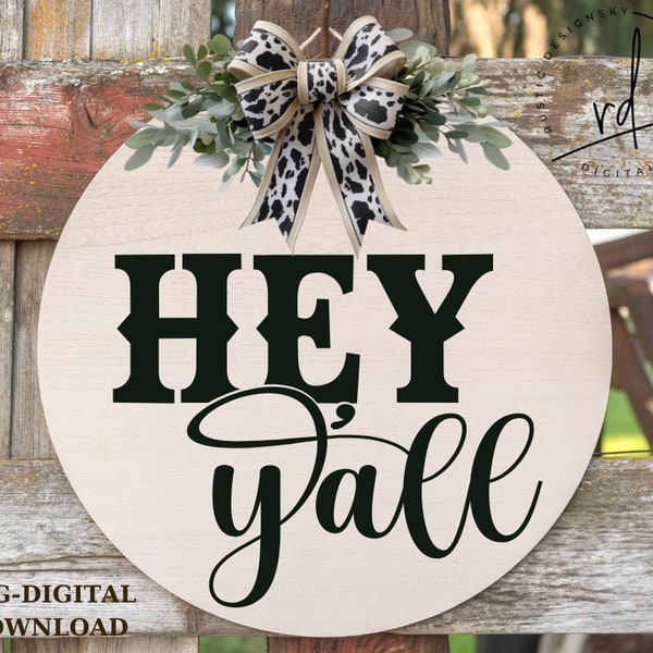 SVG/PNG- Hey Y'all Lettering Design-Cricut|DigitalDownload|Farmhouse