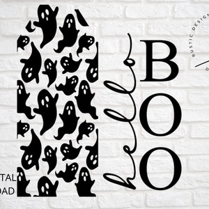 SVG/PNG- Hello Boo Ghost Pattern|Cricut|DigitalDownload|DoorTags|Halloween