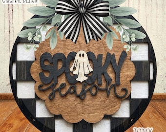 SVG/PNG-Spooky Season Ghost with Checkered Pattern-Cricut|DigitalDownload-LaserSVG