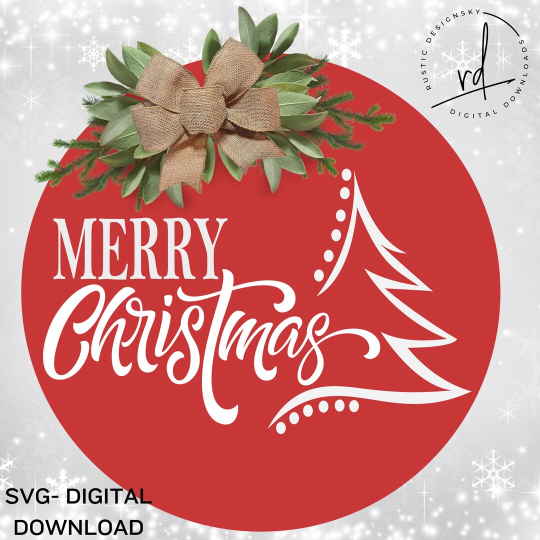 SVG/PNG Merry Christmas With Half Christmas Tree and Dot Pattern