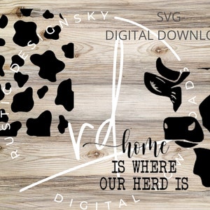 SVG/PNG File- Home Is Where Our Herd Is|Cow Print|Door Tag|Farmhouse|Cricut|Digital Download