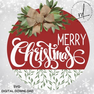 SVG/PNG- Merry Christmas with Leaf Pattern-Cricut|DigitalDownload