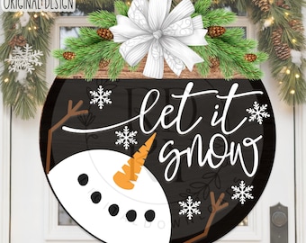 SVG/PNG- Let It Snow with Facing Up Layered Snowman and Snowflakes-Cricut|DigitalDownload|Snowflakes|Laser