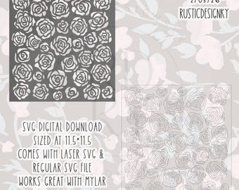 SVG ONLY- Plain Vintage Rose Stencil Pattern-Digital Download File-Cricut|LaserSVG
