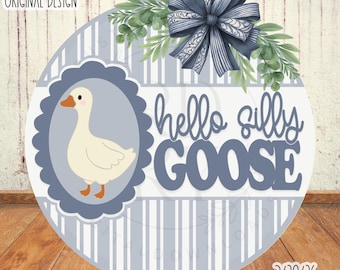 SVG/PNG - Ciao oca sciocca, con oca vintage e motivo a righe - Cricut/Download digitale - LaserSVG