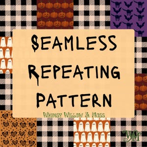 Patchwork Halloween Seamless Repeating Pattern | Digital Halloween Download