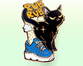 Purr Purr Rub Rub Right Leg American Shorthair Cat Hard Enamel Pin Gold Lapel Pin Badge Gift Ita Bag Waterproof Vinyl Sticker Holographic