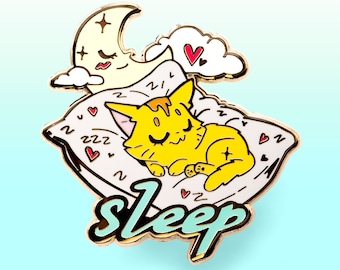SLEEP (Somali Cat) Hard Enamel Pin Pins Badge Cute Kawaii Gift Ita Bag Bags Waterproof Vinyl Sticker Holographic Easter Gift Basket Stuffer