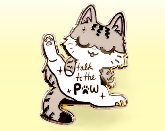 Angry White Cat Cute Hard Enamel Lapel Pin - Flair Fighter