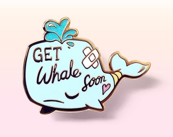 Get Well Soon Whale Hard Enamel Pin Lapel Pins Marine Biology Gift Ocean Jackets Hats Apron Gift for Her Easter Gift Easter Basket Stuffer