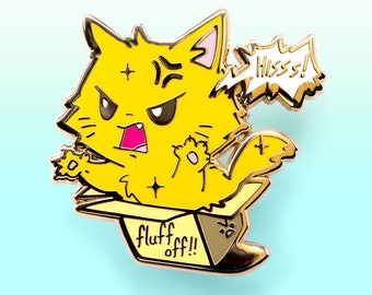 Fluff Off Turkish Angora Cat Hard Enamel Pin Cute Gift Kawaii Pins Ita Bag Bags Waterproof Vinyl Sticker Holographic Easter Gift Basket