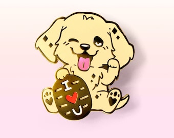 Golden Retriever Enamel Pin I Love You Cute Dog Keychain for Teens Dog Mom Gift Dad Kawaii Vinyl Sticker Valentines Day Gift for Her