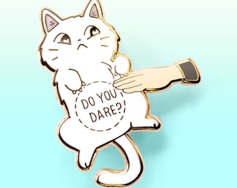 Angry White Cat Cute Hard Enamel Lapel Pin - Flair Fighter