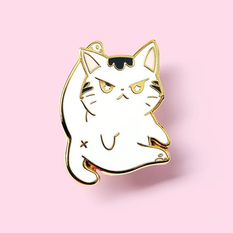 Angry Cat Hard Enamel Pins Gold Plated Lapel Pin Badge Decoration Accessory For Jackets Hats Itabags Apron Cute Kawaii Gift Ita Bag Bags