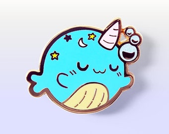Blue Round Sleeping Whale Hard Enamel Pins Gold Lapel Pin Cute Keychain Vinyl Stickers Ita Bags Gifts for Her Easter Gift Basket Stuffer