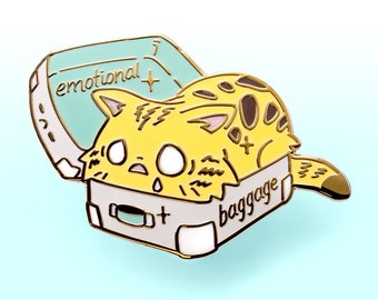 Emotional Baggage Bengal Cat Hard Enamel Pin Cute Kawaii Gift Ita Bag Bags Waterproof Vinyl Sticker Holographic Easter Gift Basket Stuffer