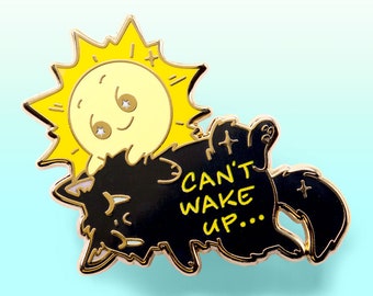 Can't Wake Up Chantilly-Tiffany Cat Hard Enamel Pin Gold Lapel Pins Badge Cute Kawaii Gift Ita Bag Bags Waterproof Vinyl Sticker Holographic