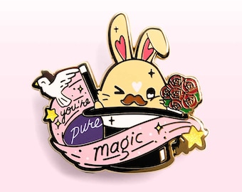 Magic Hat Bunny Rabbit Hard Enamel Pin Cute Keychain Lapel Pins You're Pure Magic Waterproof Vinyl Stickers Easter Gift Basket Stuffer Ideas