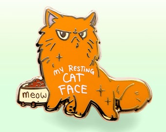 My Resting Cat Face (Persian Cat) Hard Enamel Pin Cute Pins Kawai Ita Bag Waterproof Vinyl Sticker Holographic Easter Gift Basket Stuffer