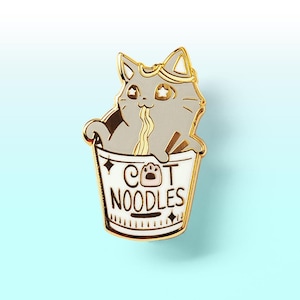 Cat Cup Noodle Hard Enamel Pin Cute Pins Instant Noodles Cute Keychain Keychains Waterproof Vinyl Sticker Stickers Easter Gift Basket