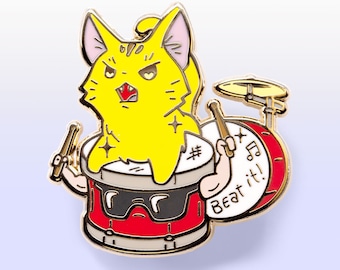 Beat It (Abyssinian Cat) Hard Enamel Pin Gold Lapel Pins Cute Kawaii Gift Waterproof Vinyl Sticker Holographic Easter Gift Basket Stuffer
