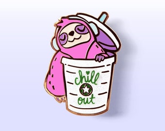 Chill Out Sloth Hard Enamel Pins Gold Sloths Lapel Pin Jackets Hats Decoration Ita Bag Gifts for Easter Gift for Her Easter Basket Stuffer