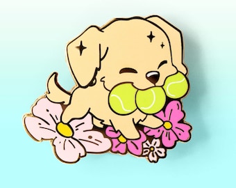 Broche émaillée Golden Retriever, balles de tennis, mignon porte-clé chien, maman, papa, autocollant en vinyle drôle, cadeau pour lui, cadeau de Pâques pour elle, idée de panier