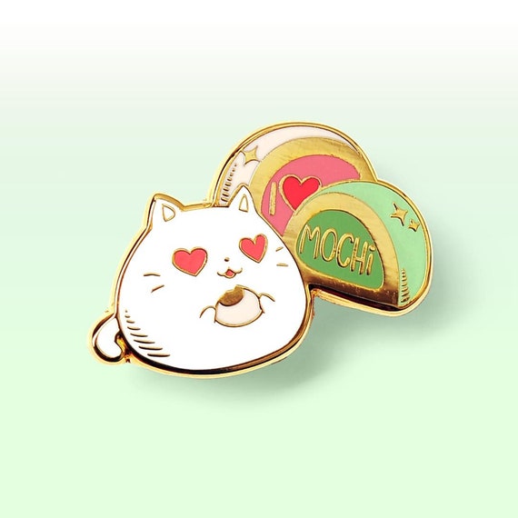 Cute Cat Pin I Love Mochi Cute Hard Enamel Pins Kawaii Keychain Waterproof  Vinyl Sticker Gift for Cats Lovers Easter Gift Basket Stuffer 