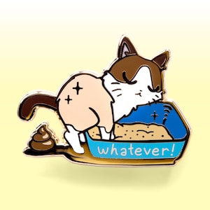 Whatever (Snowshoe Cat) Hard Enamel Pin Gold Pins Cute Kawaii Gift Ita Bag Waterproof Vinyl Sticker Holographic Easter Gift Basket Stuffer