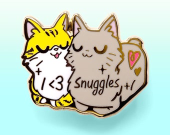 I Heart Snuggles Manx & American Bobtail Cat Hard Enamel Pin Gold Lapel Pins Badge Kawaii Gift Ita Bag Waterproof Vinyl Sticker Holographic