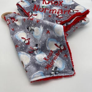 Christmas Lovey Blanket, Personalizable Lovey Blanket, Minky Blanket, Baby Gift