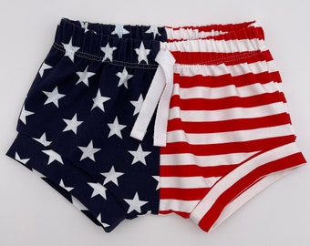 Stars and Stripes Toddler and Baby Shorts: Patriotic Unisex Kid's Outfit