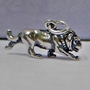 Sterling Silver 3D, Standing Lion Charm 18 x 12 mm