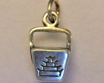 Sterling Silver 3D Chinese Food Take Out Box 11 x 7 mm