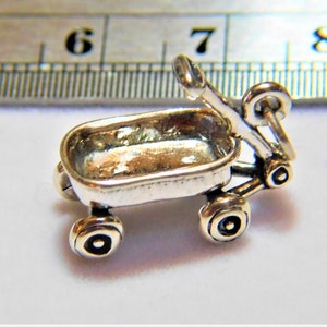 Sterling Silver 3D Tiny Wagon Charm 14.5 x 24 mm