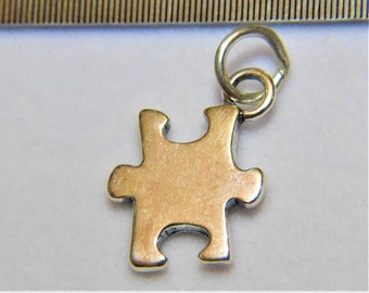 3D Sterling Silver Puzzle Piece Charm 15.5 x 19.7 mm