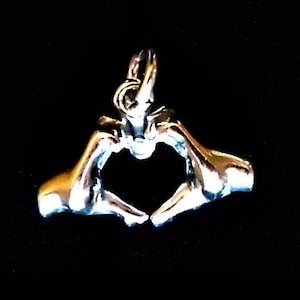 Sterling Silver Two Hands Heart Shape Charm 14.5 x 9.5 mm