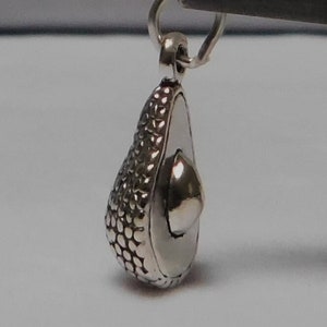 Avocado Charm 3D Half Sterling Silver Avocado Charm 3D Half Sterling Silver